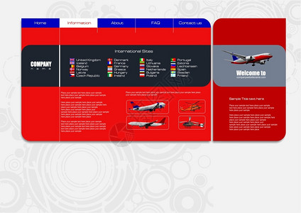 带有飞机图像的红色背景页或站点概念高清图片素材