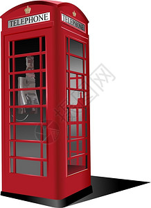 伦敦红色公用电话盒矢量插图图片