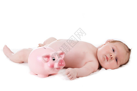 可爱的婴儿肖像白色背景的漂亮小男孩一个月的婴儿面对高清图片素材