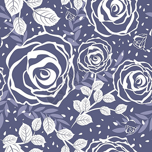紫色玫瑰花复古无缝矢量花朵图案矢量设计元素背景背景图片