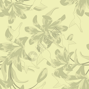 米色复古无缝矢量花朵图案矢量设计元素背景图片