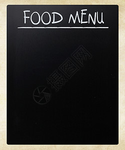 食物菜单手写白色粉笔在黑板上背景图片