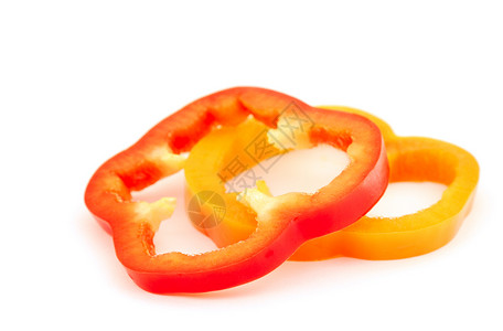 甜椒圈白底被隔绝的胡椒切片背景