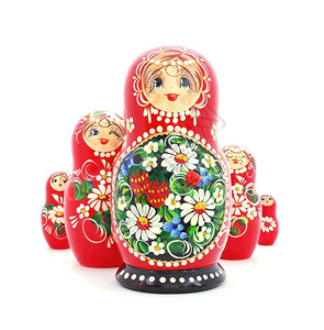 一组在白色背景上孤立的俄罗斯嵌套娃背景图片