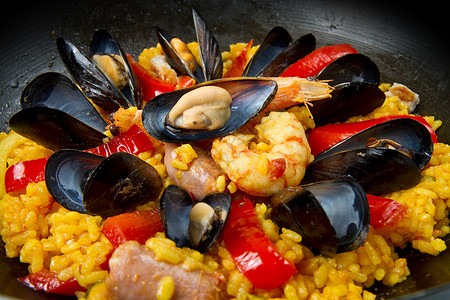传统食谱Seafood西班牙派拉高清图片