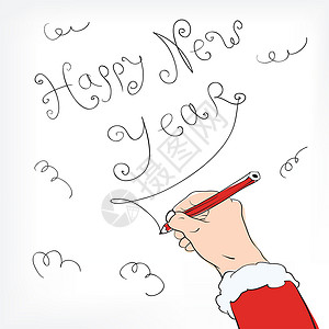 卡通铅笔装饰新年快乐圣诞老人的祝贺背景