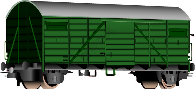 3D铁路车箱式绿色矢量图背景图片