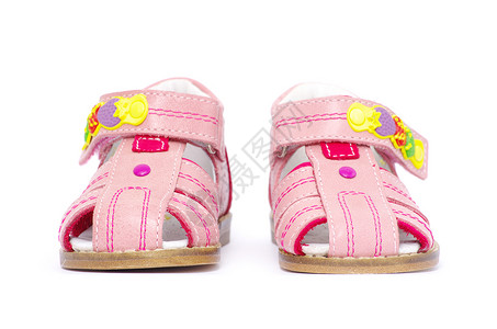 粉红儿童rrsquuo白色隔离的凉鞋图片