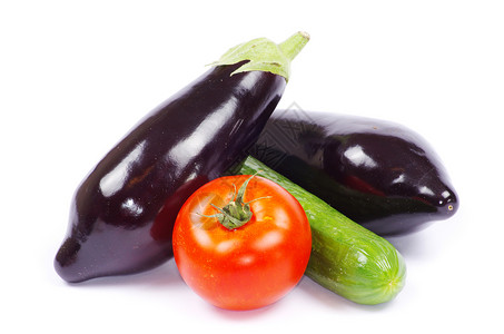 风味茄子白色背景的新鲜蔬菜背景