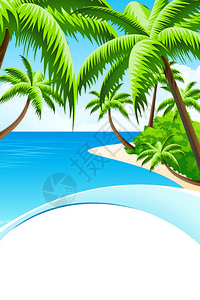 暑假假期海滩上的棕榈树背景背景图片