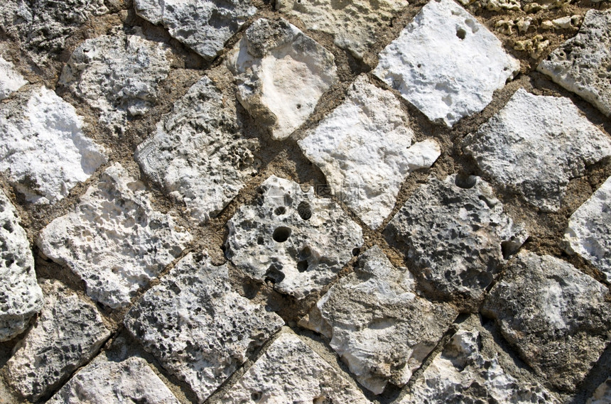 古旧的粗石头墙作为背景图片