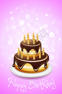 带蛋糕的生日快乐卡背景图片