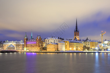 GamlaStanOldTown市风景瑞典夜间斯德哥尔摩市图片