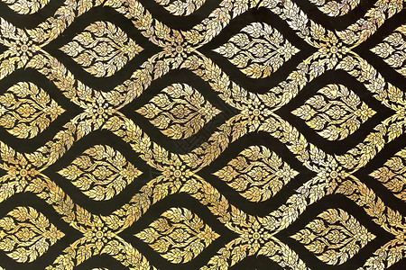 金色金星波线圣殿门上的泰国传统金饰装绘画模式背景