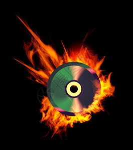 燃烧CD黑色背景说明图片