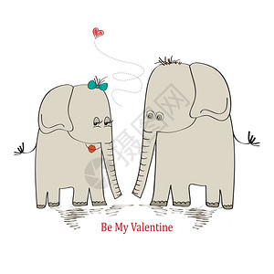 卡通可爱情侣大象图片