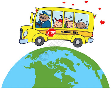 世界各地学校公交车快乐儿童图片