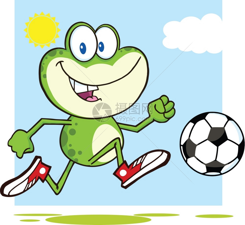 绿色青蛙足球比赛图片