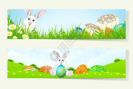 带有装饰鸡蛋的复活节背景图片