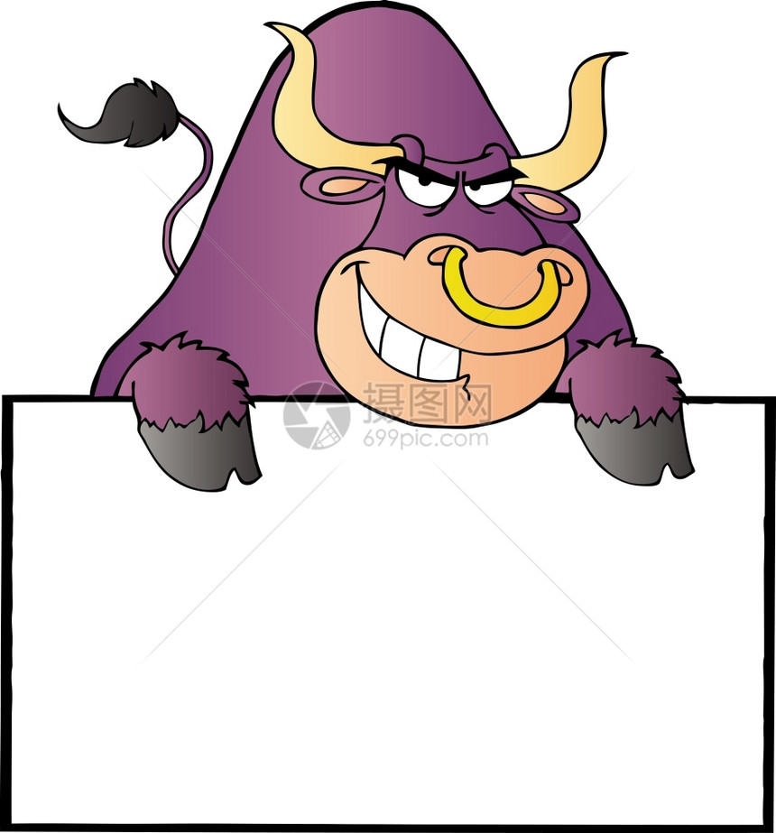 紫色公牛和白纸牌图片