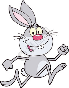 奔跑的可爱兔子卡通矢量插图图片