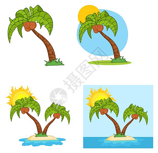 卡通棕榈树矢量元素图片
