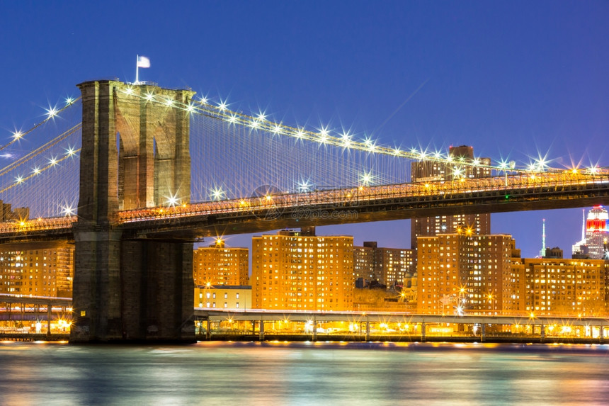 纽约黄昏布鲁克林桥图片
