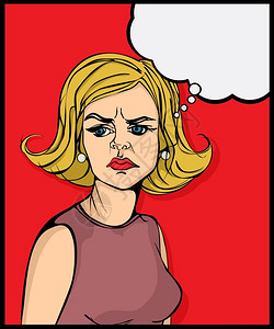 重温党史重温愤怒的女士流行艺术图形插画