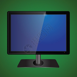设计时在绿色背景的蓝电视屏幕上用蓝色显示彩多的插图娱乐高清图片素材