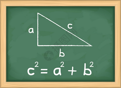 拉斯黑板上的勾股定理图解插画