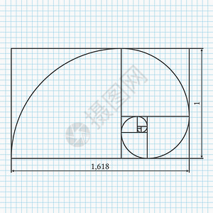 草案黄金螺旋分割线插画