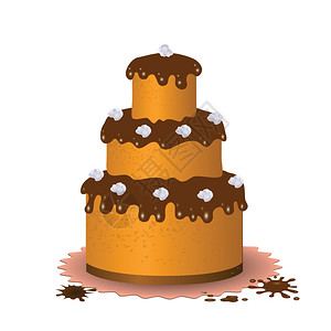 设计时用甜巧克力蛋糕做彩色插图图片