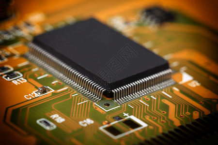 印刷式电路板包括许多电子部件计算机部件芯片背景