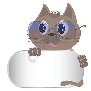 猫形眼镜素材用灰猫和眼镜来绘制设计背景