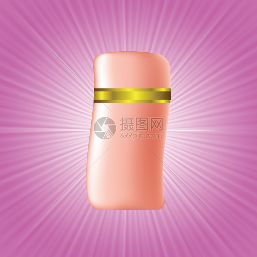 在粉红波背景上用化妆品瓶做彩色插图用于设计图片