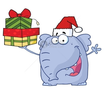 大象举起圣诞礼物图片
