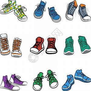 一组不同的运动鞋背景图片