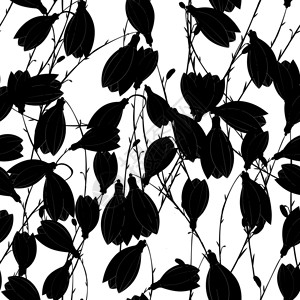 黑色剪影抽象花朵图案背景图片