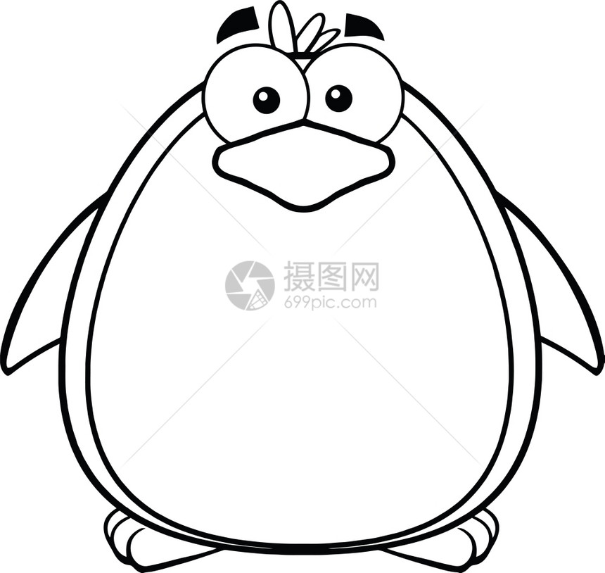 黑白可爱企鹅卡通马斯科特字符图片