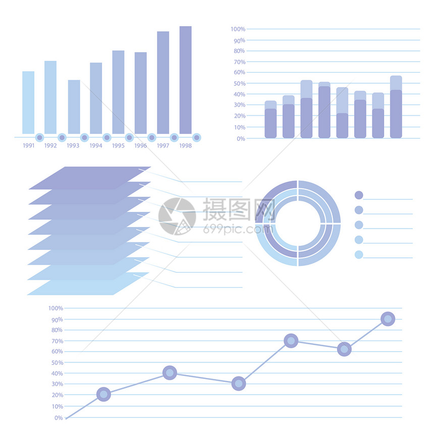 用现代信息图形为您设计的商业项目提供多彩的插图图片