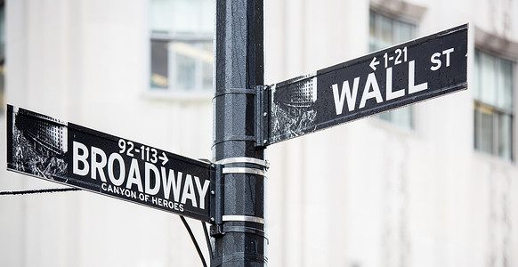 纽约长城街和宽道标志背景图片