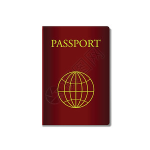白色背景上红护照的彩插图政府高清图片素材