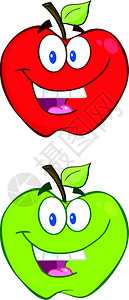 卡通红绿苹果图片