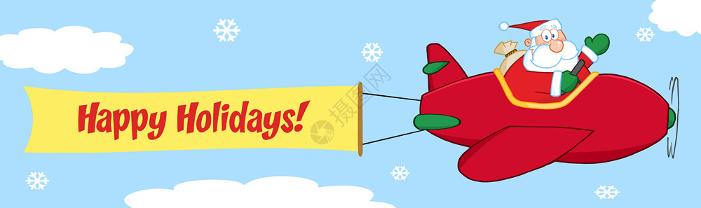 圣诞誕飛在天上诞老人和白板庄园与短信快乐节日背景图片