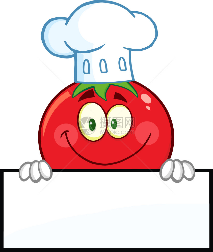 面条符号上的番茄大厨卡通马斯科字符图片
