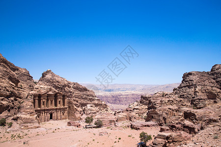 勃隆克沙漠约旦佩特拉古寺庙背景