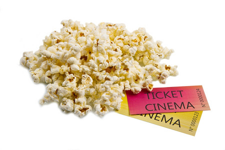 电影票兑换券流行玉米和电影票背景