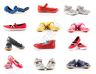 许多款式的童鞋背景图片