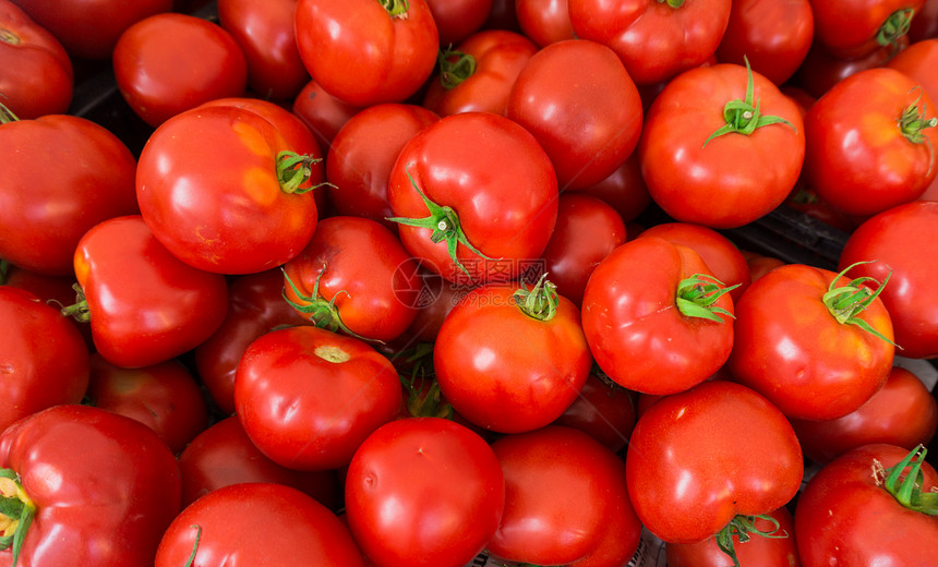 红西番茄在市场上销售新鲜成熟的西红番茄图片