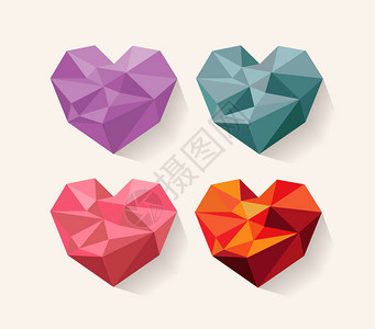 钻石光几何心脏爱一套设计元素插画